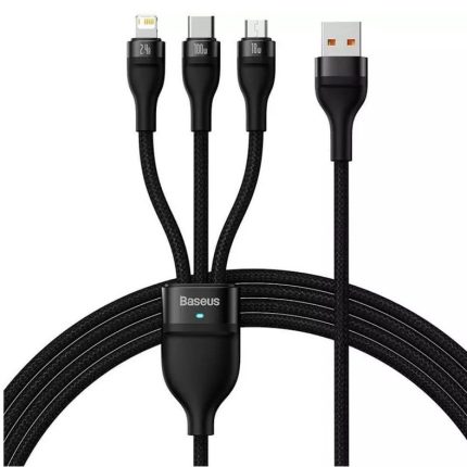 کابل شارژر مدل Flash Series Ⅱ One-for-three Fast Charging USB to M+L+C (1.2M 100W)