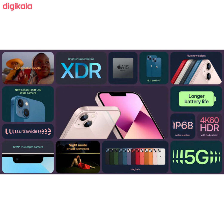 گوشی موبایل اپل مدل iPhone 13 A2634 دو سیم‌ کارت ظرفیت 128 گیگابایت و رم 4 گیگابایت - Image 2