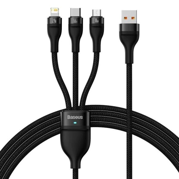 کابل شارژر مدل Flash Series Ⅱ One-for-three Fast Charging USB to M+L+C (1.2M 66W)